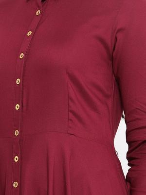 solid flared ethnic dress - 17539819 - Standard Image - 4