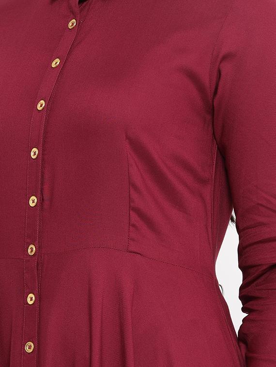 solid flared ethnic dress - 17539819 - Zoom Image - 4