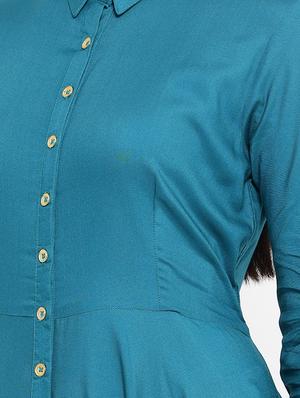 solid flared ethnic dress - 17539820 - Standard Image - 4