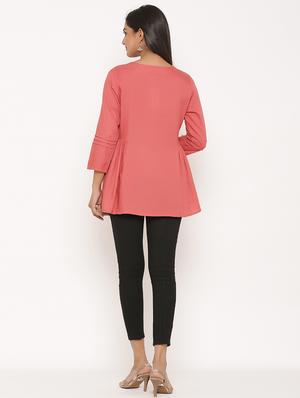 round neck embroidered tunic - 17539822 - Standard Image - 3