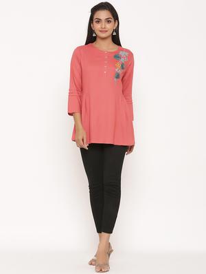 round neck embroidered tunic - 17539822 - Standard Image - 4