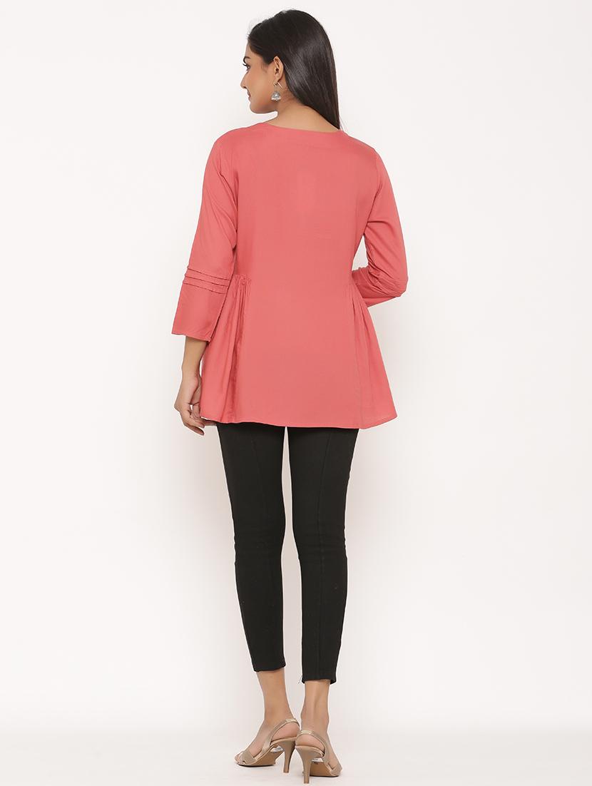 round neck embroidered tunic - 17539822 - Zoom Image - 3