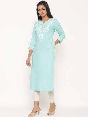 yoke embroidered straight kurta - 17539824 - Standard Image - 2