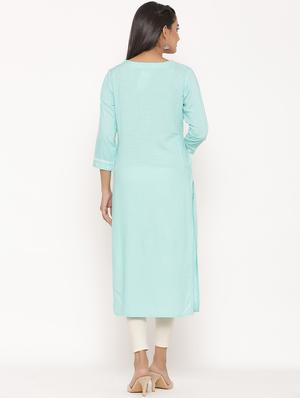 yoke embroidered straight kurta - 17539824 - Standard Image - 3