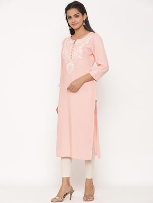 yoke embroidered straight kurta - 17539825 - Standard Image - 2