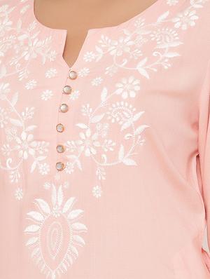 yoke embroidered straight kurta - 17539825 - Standard Image - 4