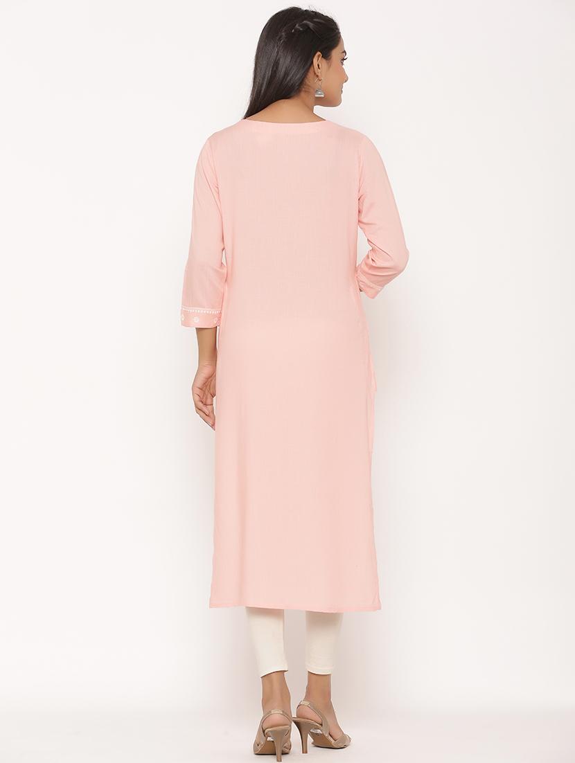 yoke embroidered straight kurta - 17539825 - Zoom Image - 3