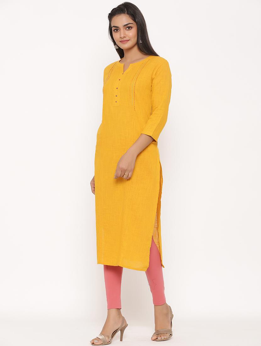 solid straight kurta - 17539829 - Zoom Image - 2