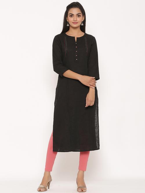 solid straight kurta - 17539830 - Standard Image - 1