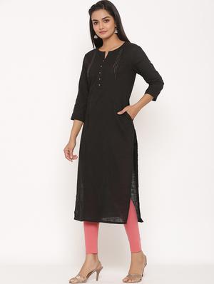 solid straight kurta - 17539830 - Standard Image - 2