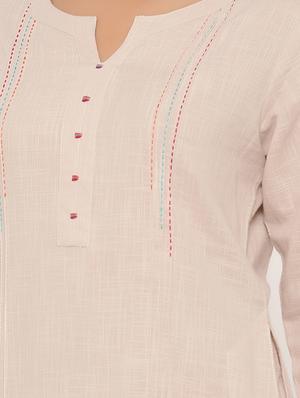 solid straight kurta - 17539831 - Standard Image - 4