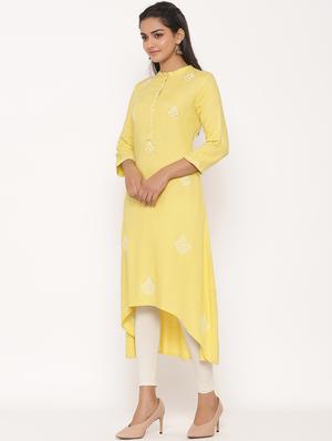 embroidered high-low kurta - 17539832 - Standard Image - 2