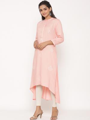 embroidered high-low kurta - 17539833 - Standard Image - 2