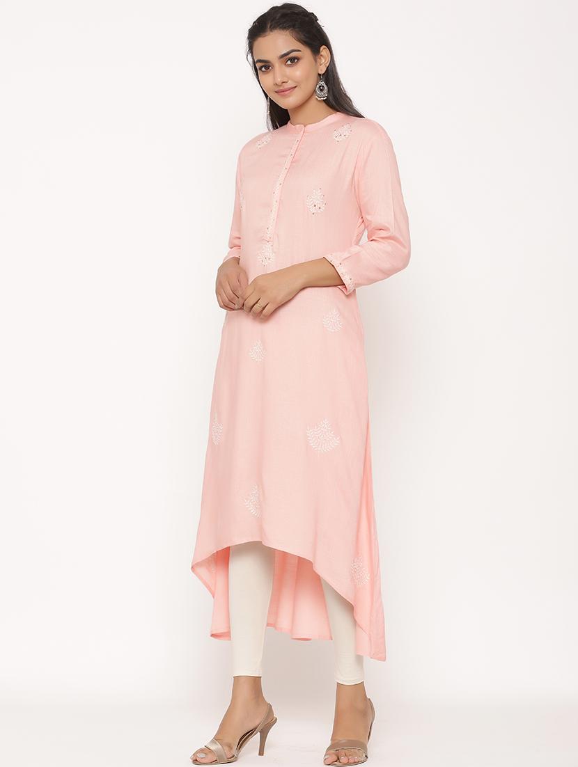 embroidered high-low kurta - 17539833 - Zoom Image - 2