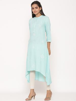 embroidered high-low kurta - 17539834 - Standard Image - 2
