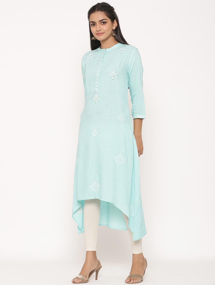 embroidered high-low kurta - 17539834 - Zoom Image - 2