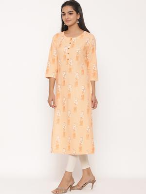 peach straight kurta - 17539835 - Standard Image - 2
