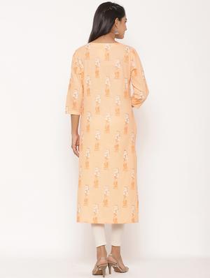 peach straight kurta - 17539835 - Standard Image - 3