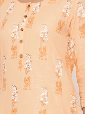 peach straight kurta - 17539835 - Standard Image - 4
