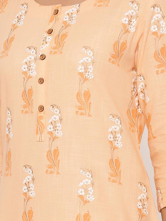 peach straight kurta - 17539835 - Zoom Image - 4