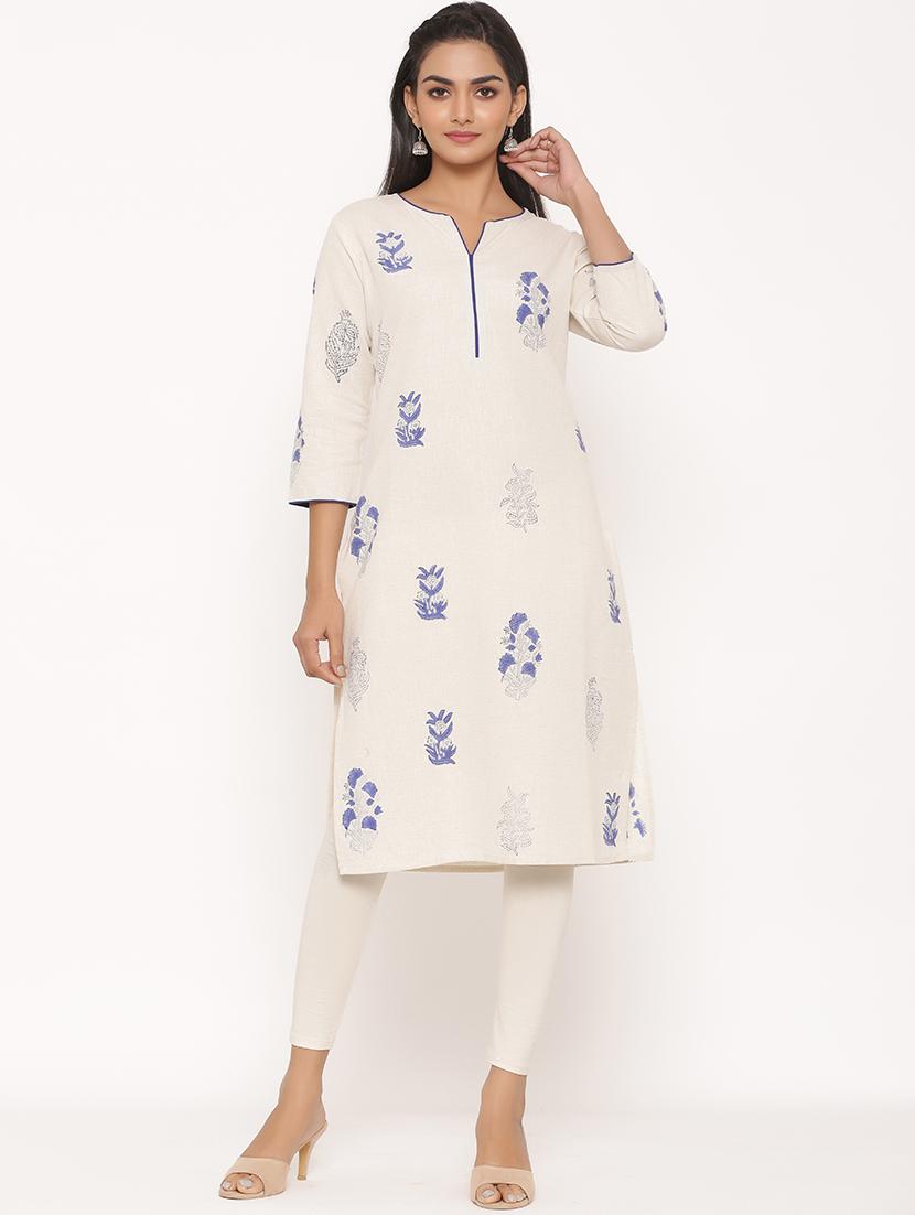 floral straight kurta - 17539838 - Zoom Image - 1