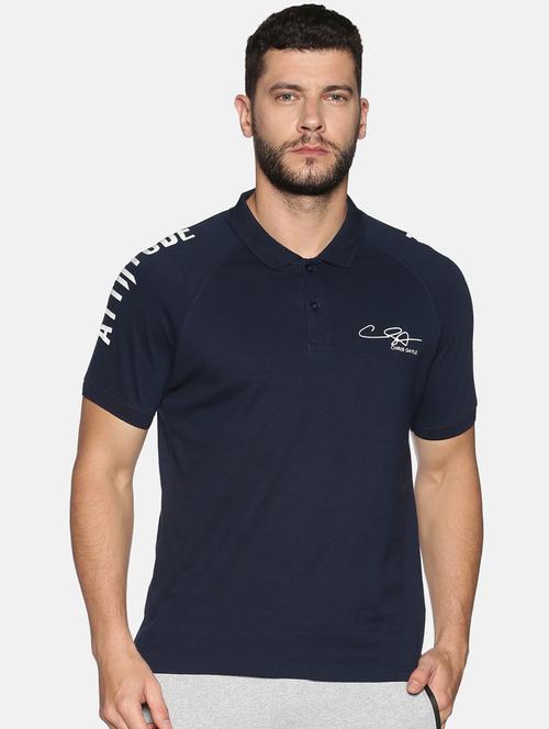 navy blue printed polo t-shirt - 17539905 - Standard Image - 1