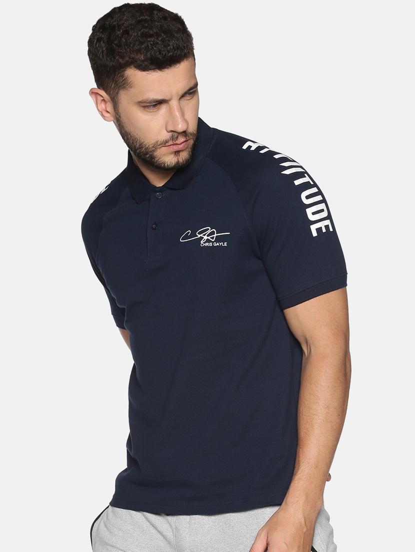 navy blue printed polo t-shirt - 17539905 - Zoom Image - 2