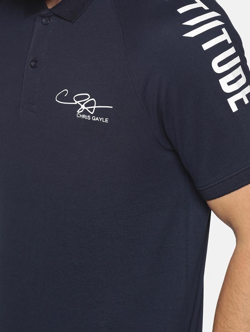 navy blue printed polo t-shirt - 17539905 - Zoom Image - 5