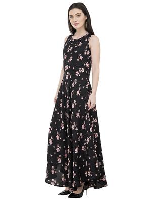 round neck floral flared dress - 17539913 - Standard Image - 2