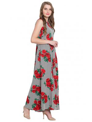 round neck floral flared dress - 17539916 - Standard Image - 2