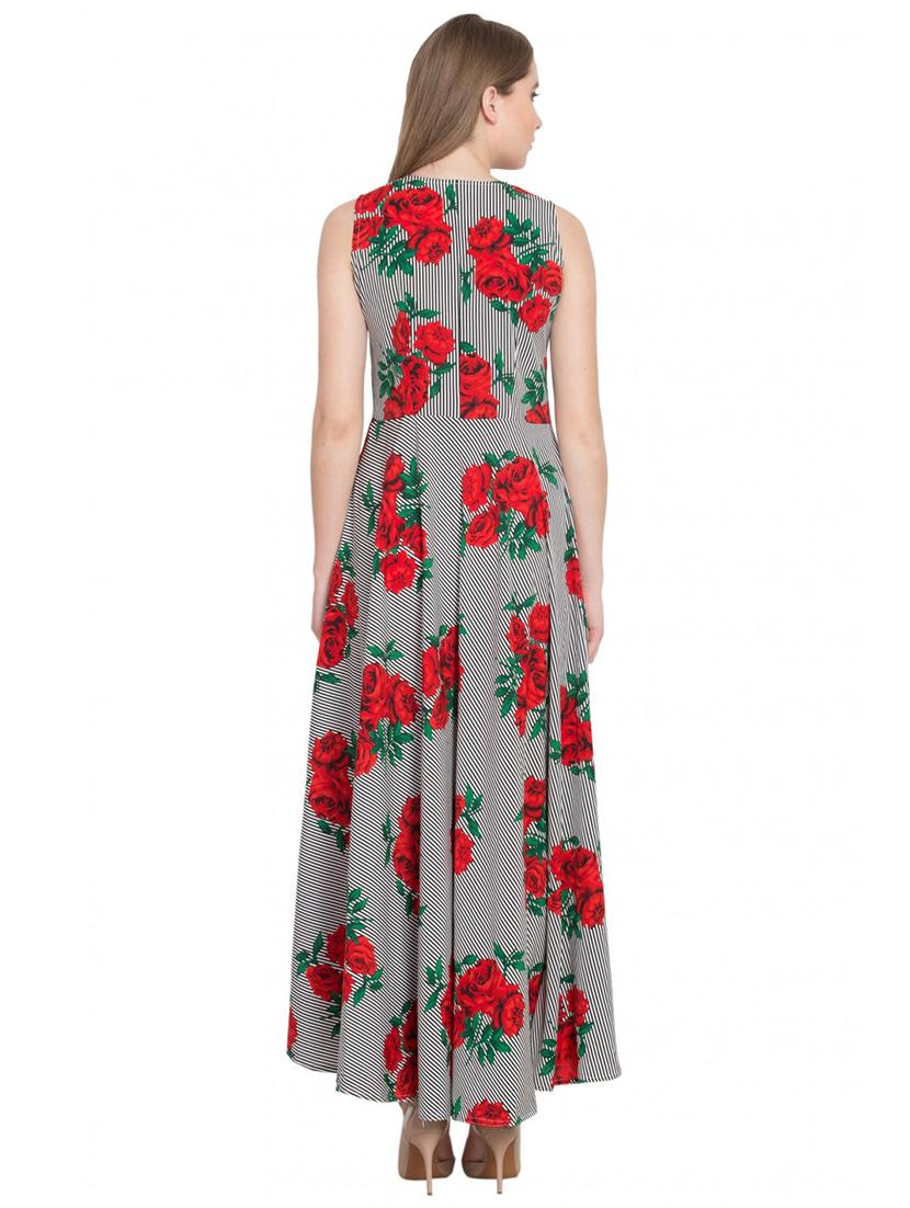 round neck floral flared dress - 17539916 - Zoom Image - 3
