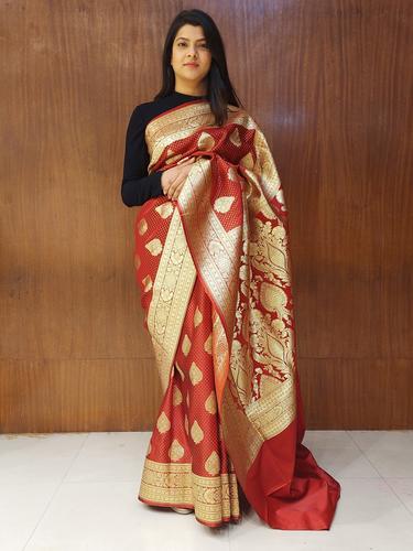 maroon paschmina silk saree - 17540083 - Standard Image - 1