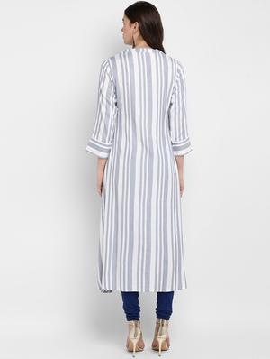 striped straight kurta - 17540123 - Standard Image - 3