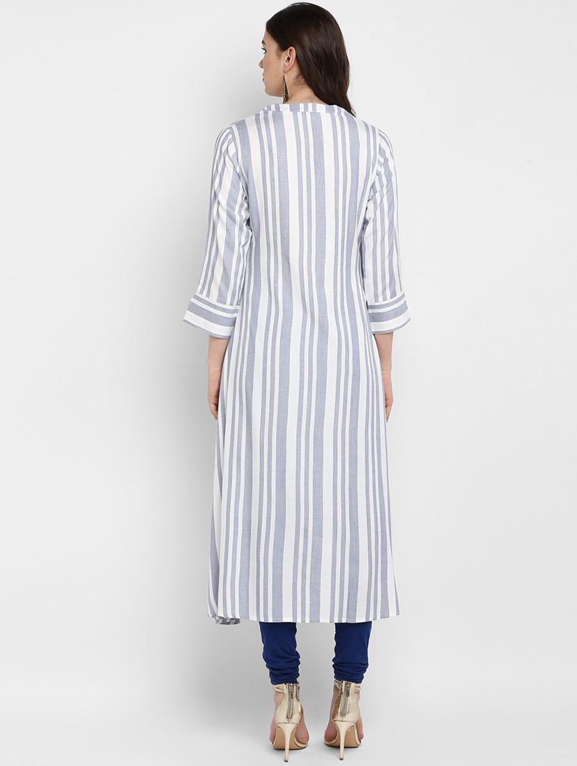 striped straight kurta - 17540123 - Zoom Image - 3