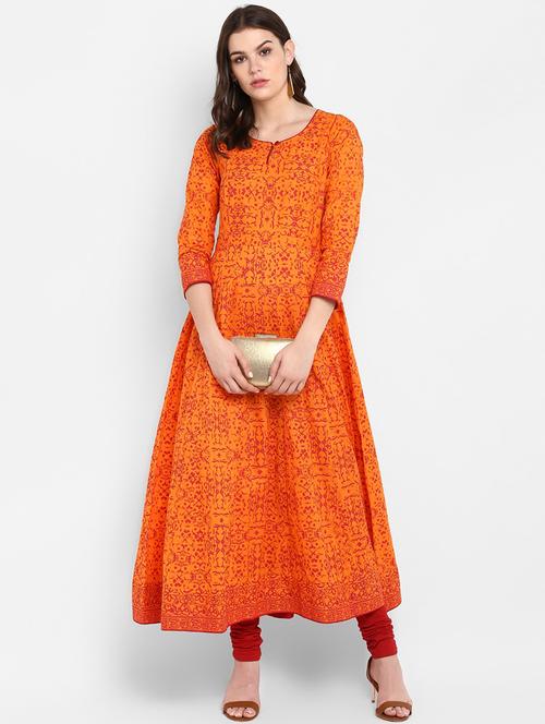 printed flared kurta - 17540125 - Standard Image - 1