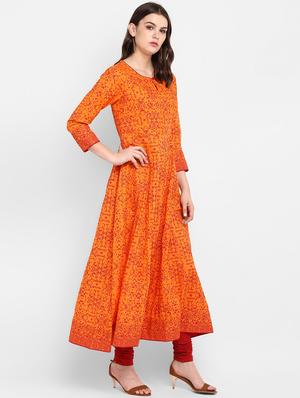 printed flared kurta - 17540125 - Standard Image - 2