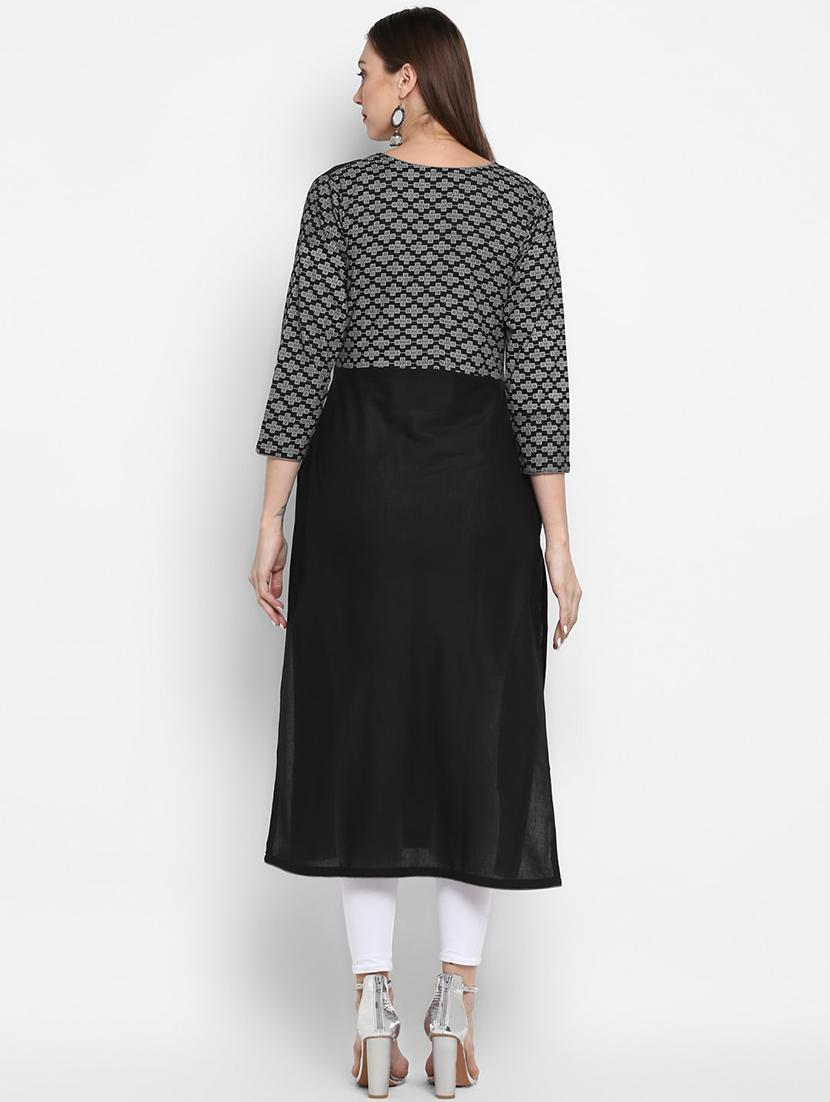 geometric print straight kurta - 17540130 - Zoom Image - 3