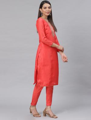 embroidered straight pant unstitched suit - 17540141 - Standard Image - 2