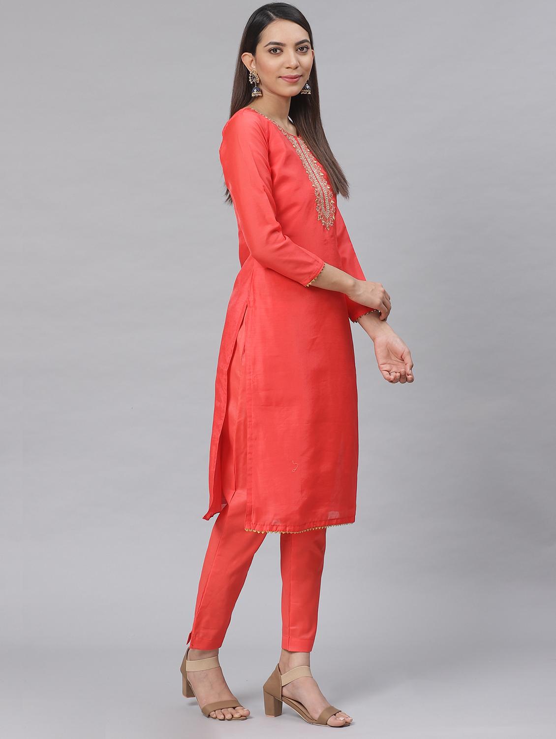embroidered straight pant unstitched suit - 17540141 - Zoom Image - 2