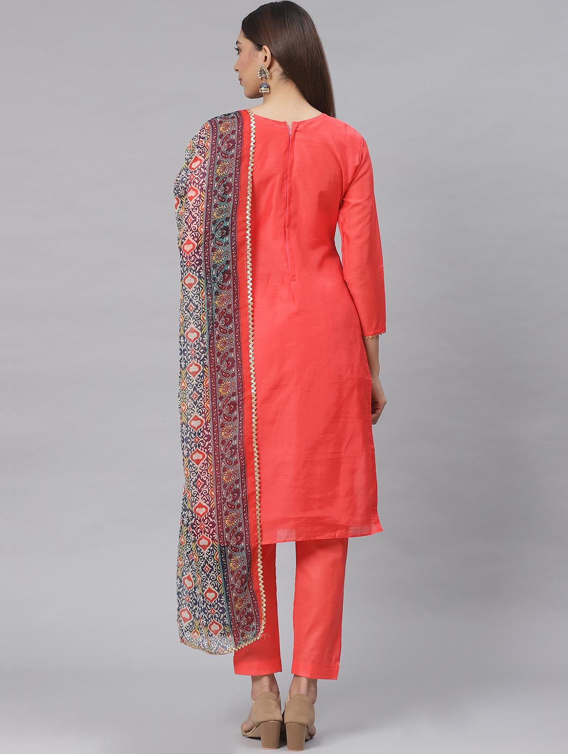 embroidered straight pant unstitched suit - 17540141 - Zoom Image - 3