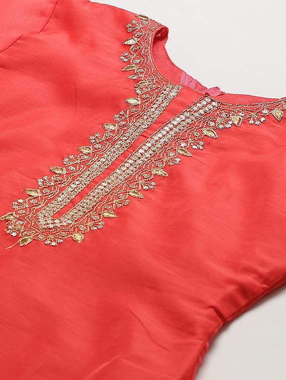 embroidered straight pant unstitched suit - 17540141 - Zoom Image - 5
