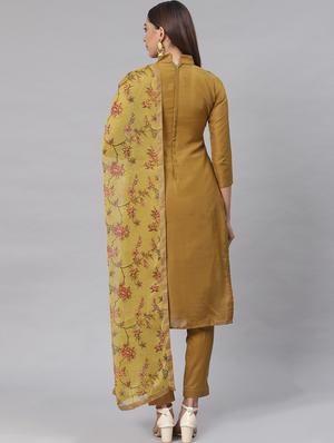 embroidered straight pant unstitched suit - 17540142 - Standard Image - 3