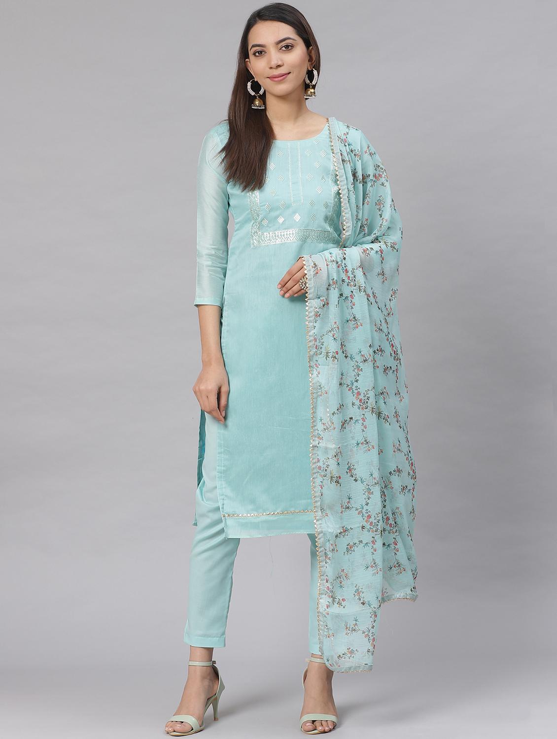 embroidered straight pant unstitched suit - 17540143 - Zoom Image - 1