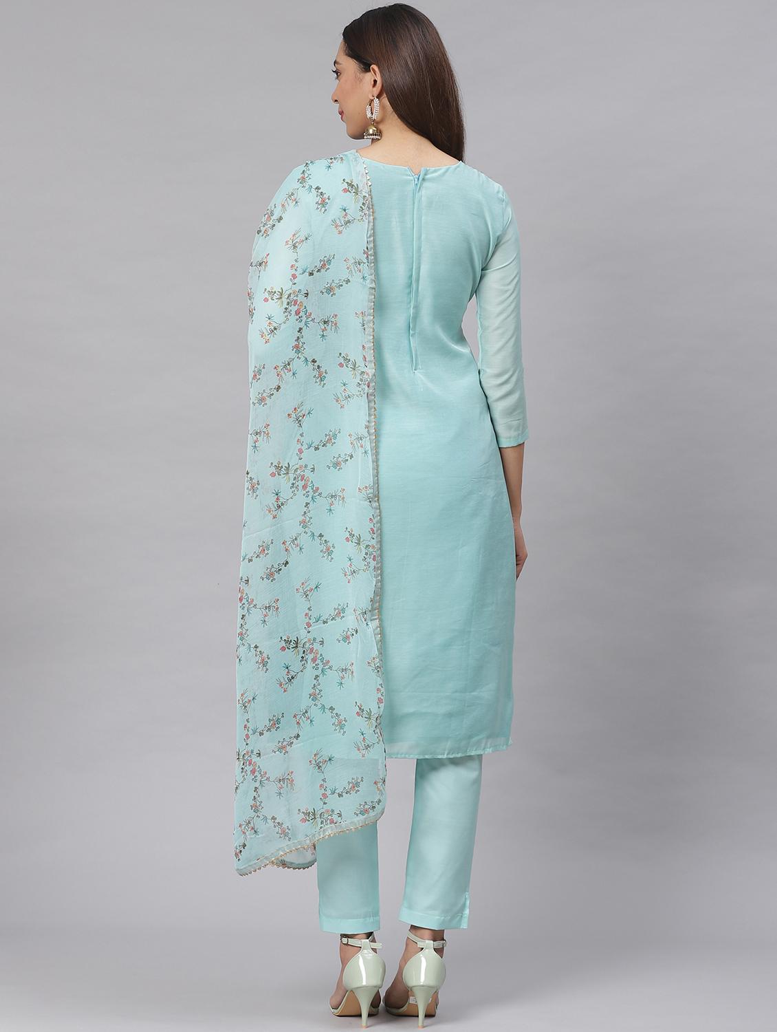 embroidered straight pant unstitched suit - 17540143 - Zoom Image - 3