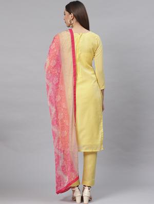 embroidered straight pant unstitched suit - 17540145 - Standard Image - 3