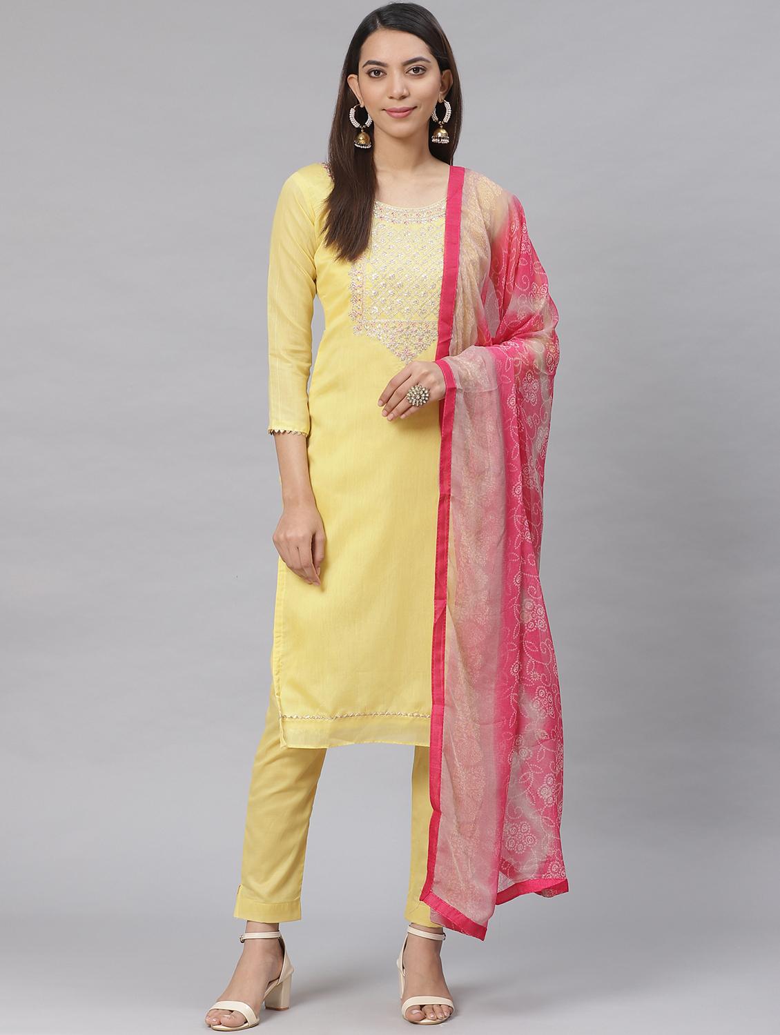 embroidered straight pant unstitched suit - 17540145 - Zoom Image - 1