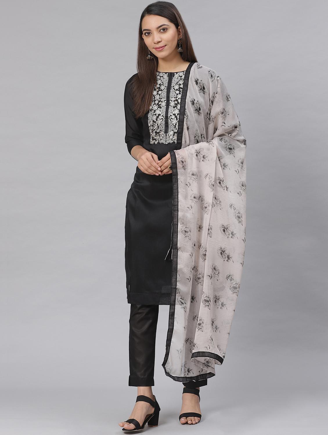 embroidered straight pant unstitched suit - 17540147 - Zoom Image - 1