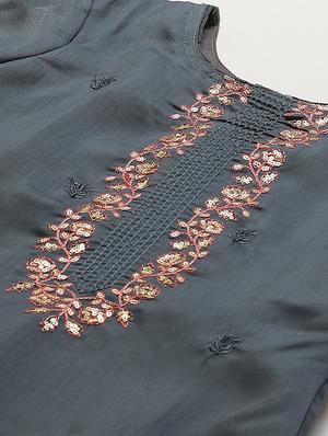 embroidered straight pant unstitched suit - 17540153 - Standard Image - 5