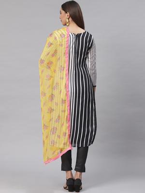 striped straight pant unstitched suit - 17540154 - Standard Image - 3
