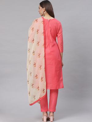 embroidered straight pant unstitched suit - 17540155 - Standard Image - 3